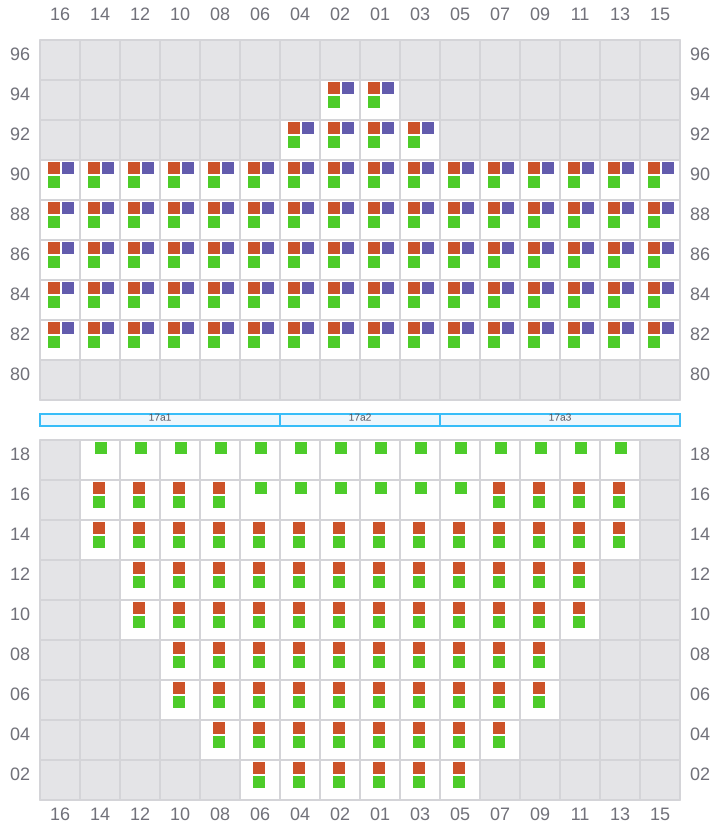 Bay 017 view and slots of MSC ALMA VII