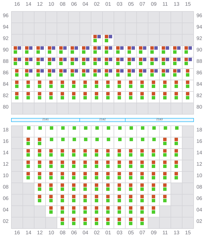 Bay 021 view and slots of MSC ALMA VII