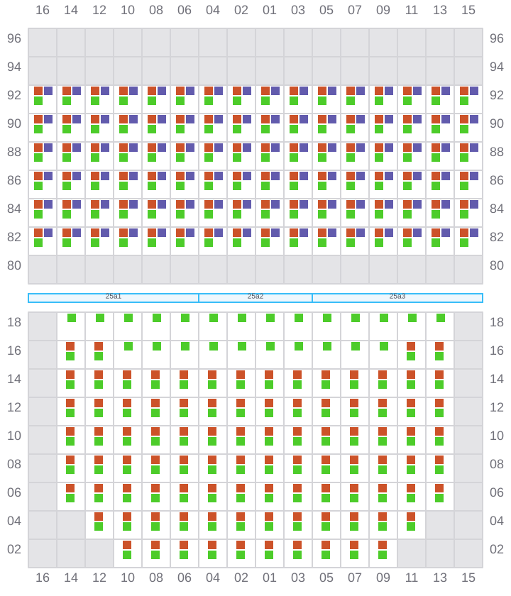 Bay 025 view and slots of MSC ALMA VII