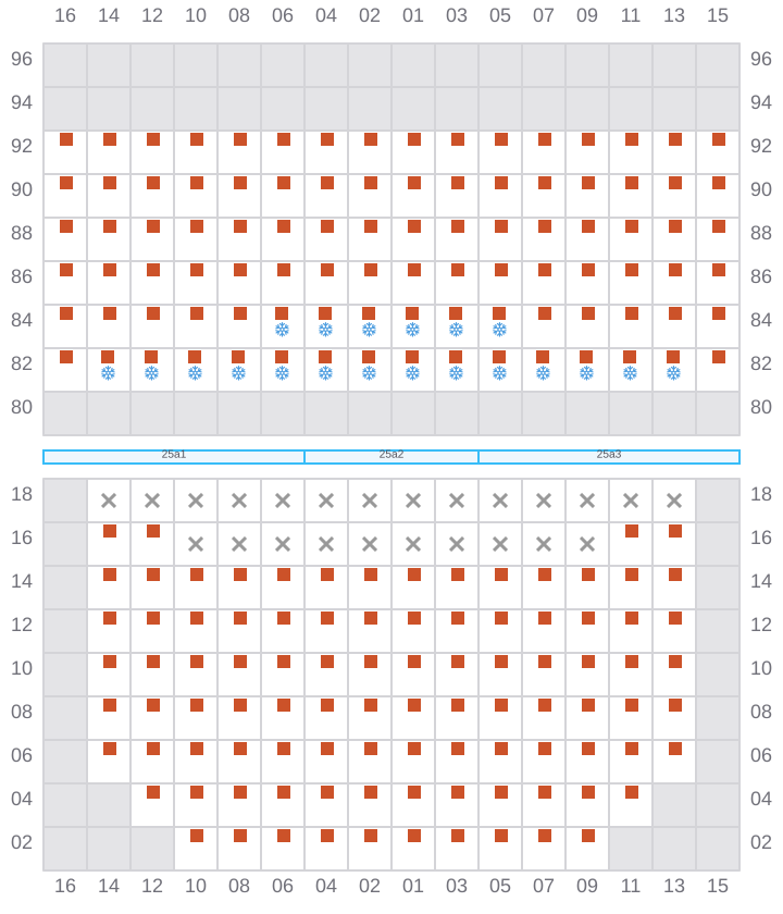 Bay 027 view and slots of MSC ALMA VII