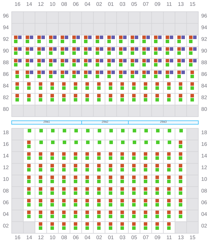 Bay 029 view and slots of MSC ALMA VII