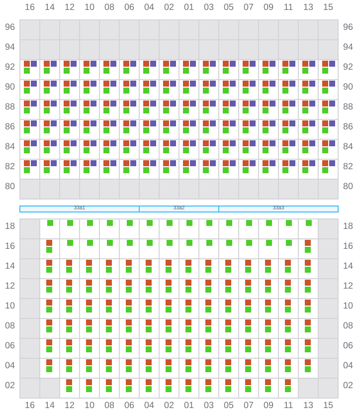 Bay 033 view and slots of MSC ALMA VII