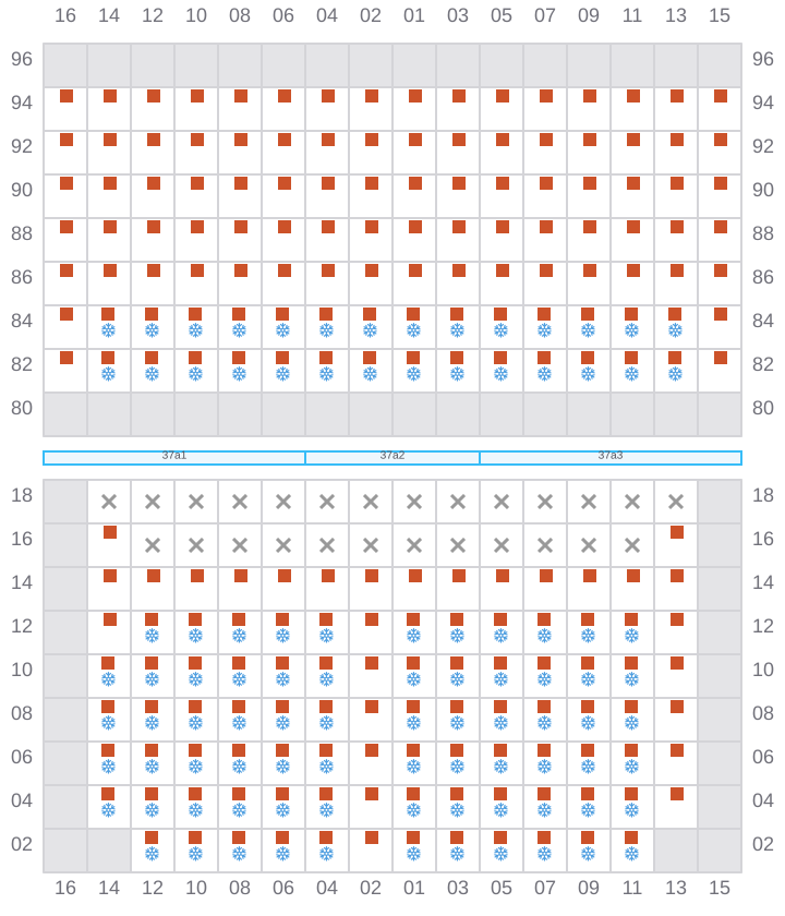 Bay 039 view and slots of MSC ALMA VII