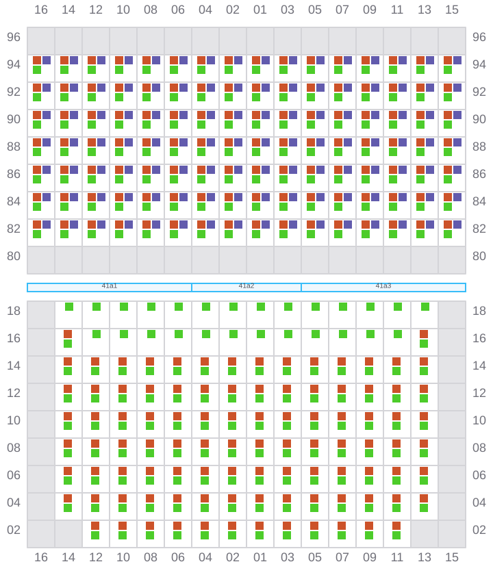 Bay 041 view and slots of MSC ALMA VII