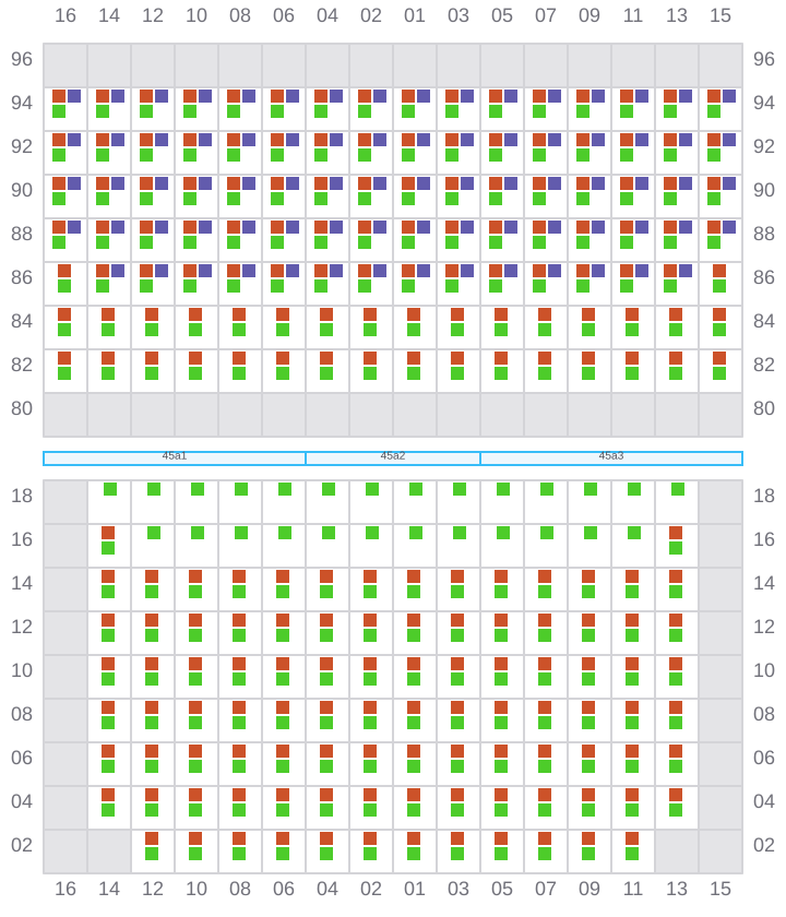 Bay 045 view and slots of MSC ALMA VII
