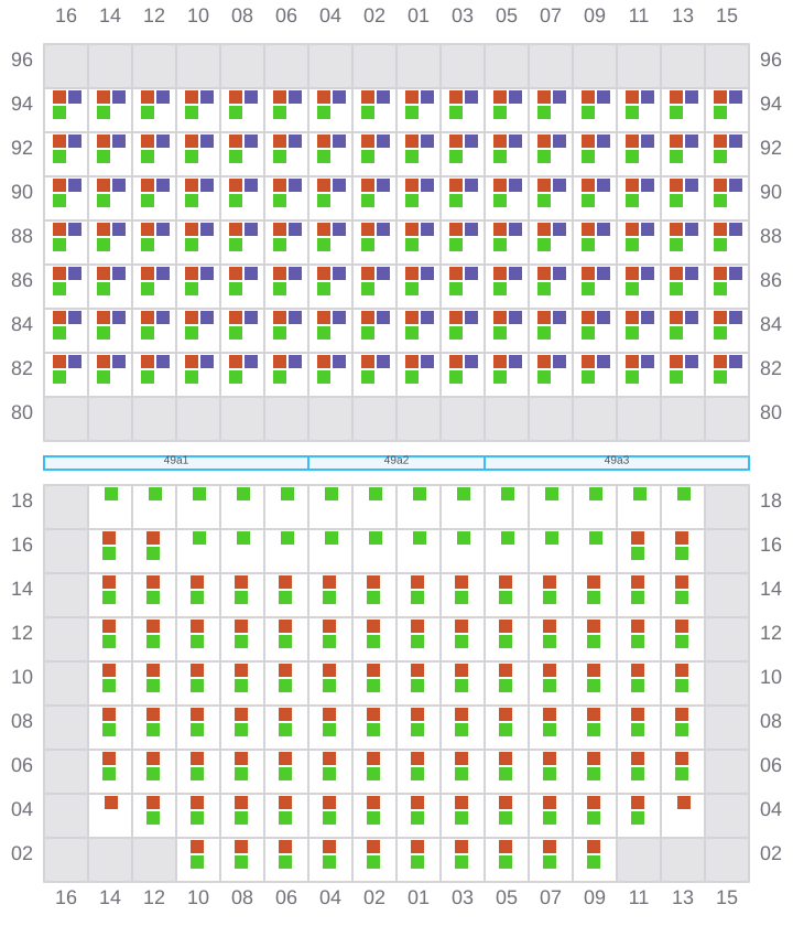Bay 049 view and slots of MSC ALMA VII