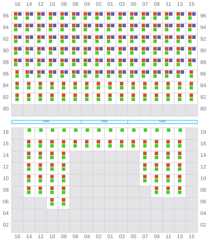 Bay 053 view and slots of MSC ALMA VII