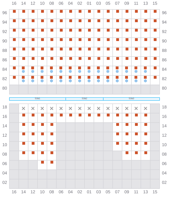 Bay 055 view and slots of MSC ALMA VII