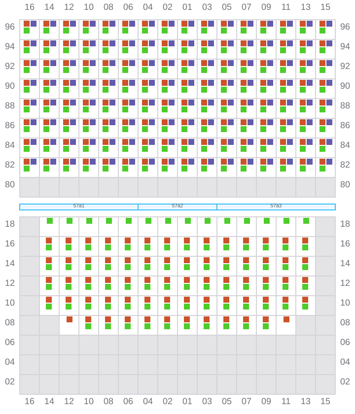 Bay 057 view and slots of MSC ALMA VII