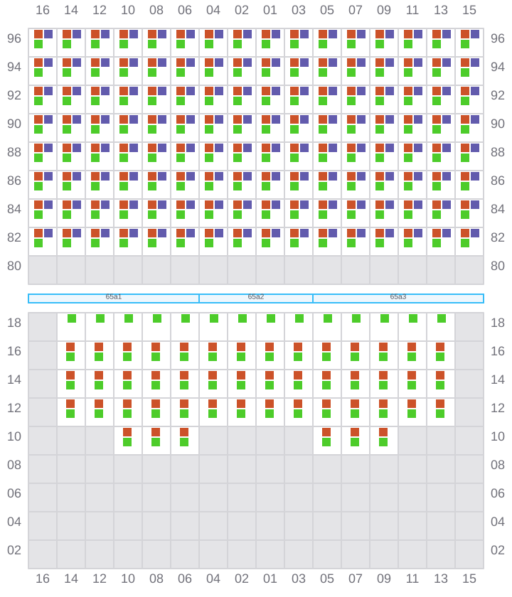 Bay 065 view and slots of MSC ALMA VII