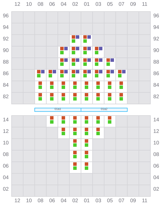 Bay 001 view and slots of MAERSK NUBA
