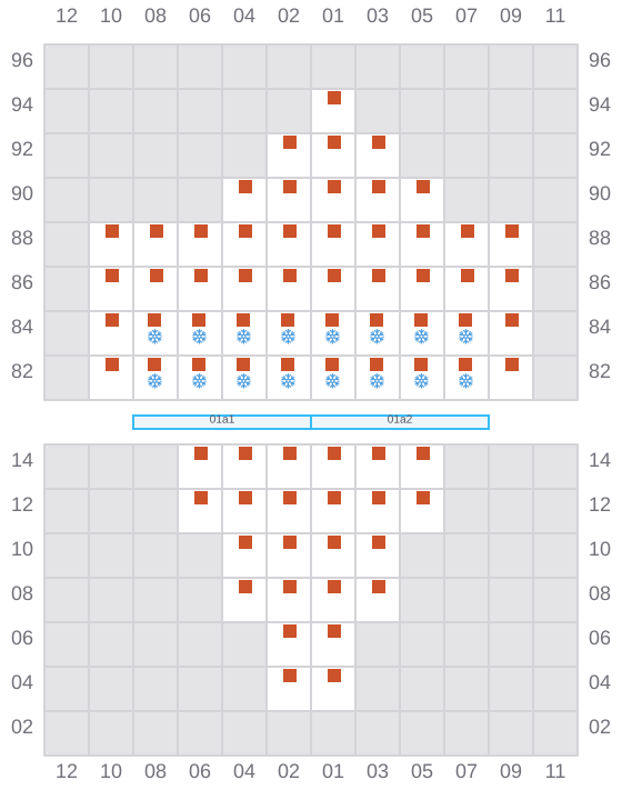 Bay 003 view and slots of MAERSK NUBA
