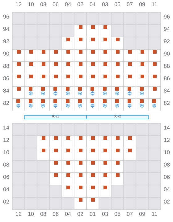 Bay 007 view and slots of MAERSK NUBA