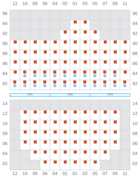 Bay 015 view and slots of MAERSK NUBA