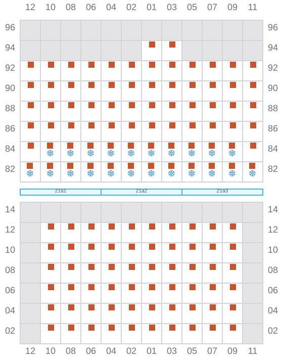 Bay 023 view and slots of MAERSK NUBA