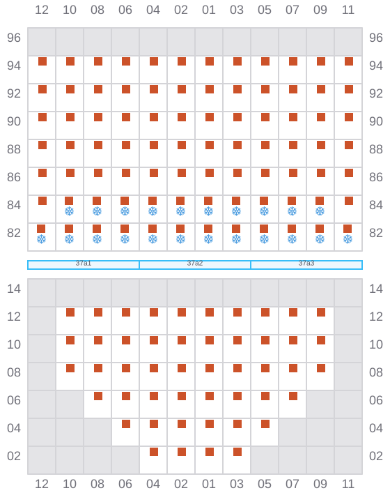 Bay 039 view and slots of MAERSK NUBA