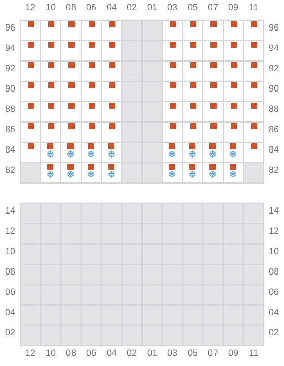 Bay 041 view and slots of MAERSK NUBA