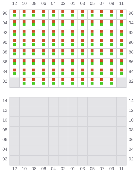 Bay 043 view and slots of MAERSK NUBA