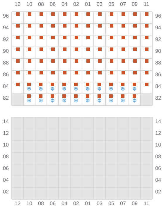 Bay 045 view and slots of MAERSK NUBA