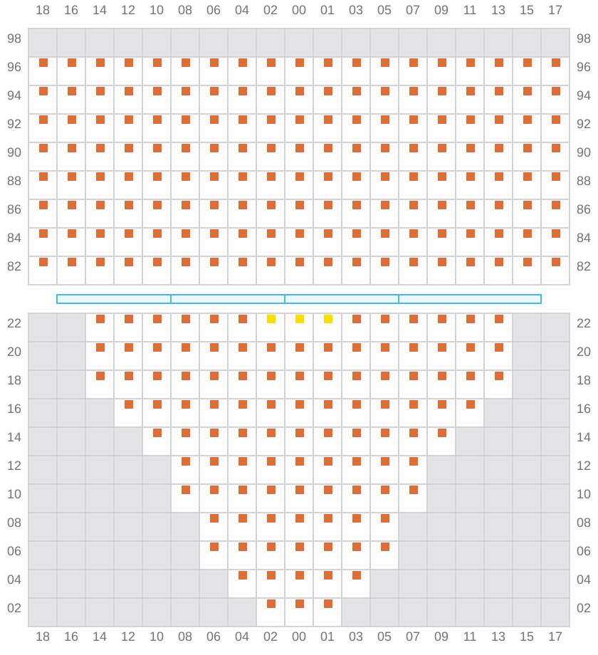 Bay 011 view and slots of BASLE EXPRESS