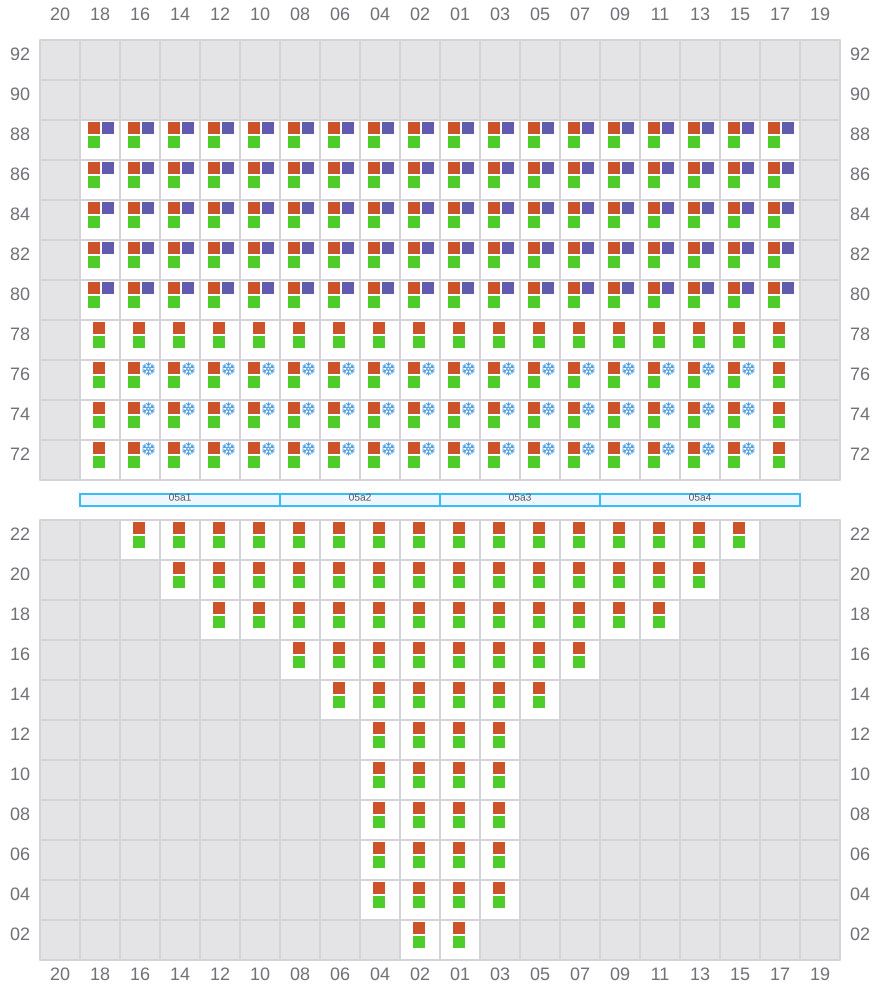 Bay 005 view and slots of APL MERLION