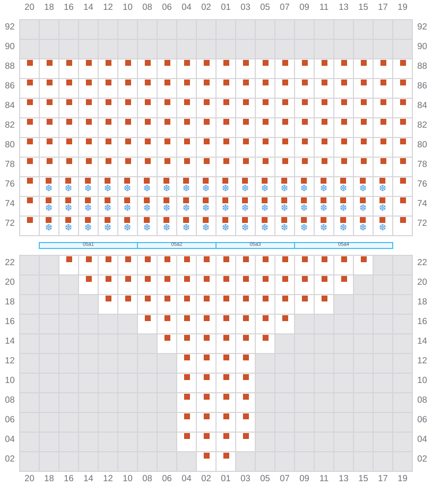 Bay 007 view and slots of APL MERLION