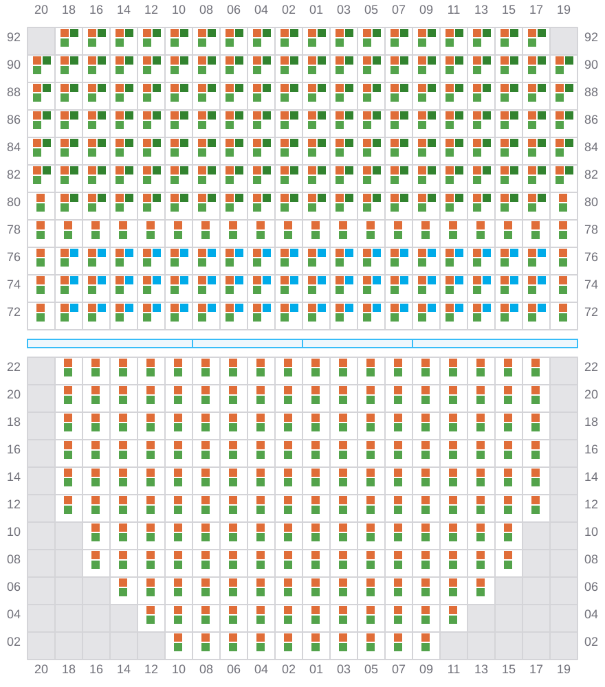 Bay 021 view and slots of APL MERLION