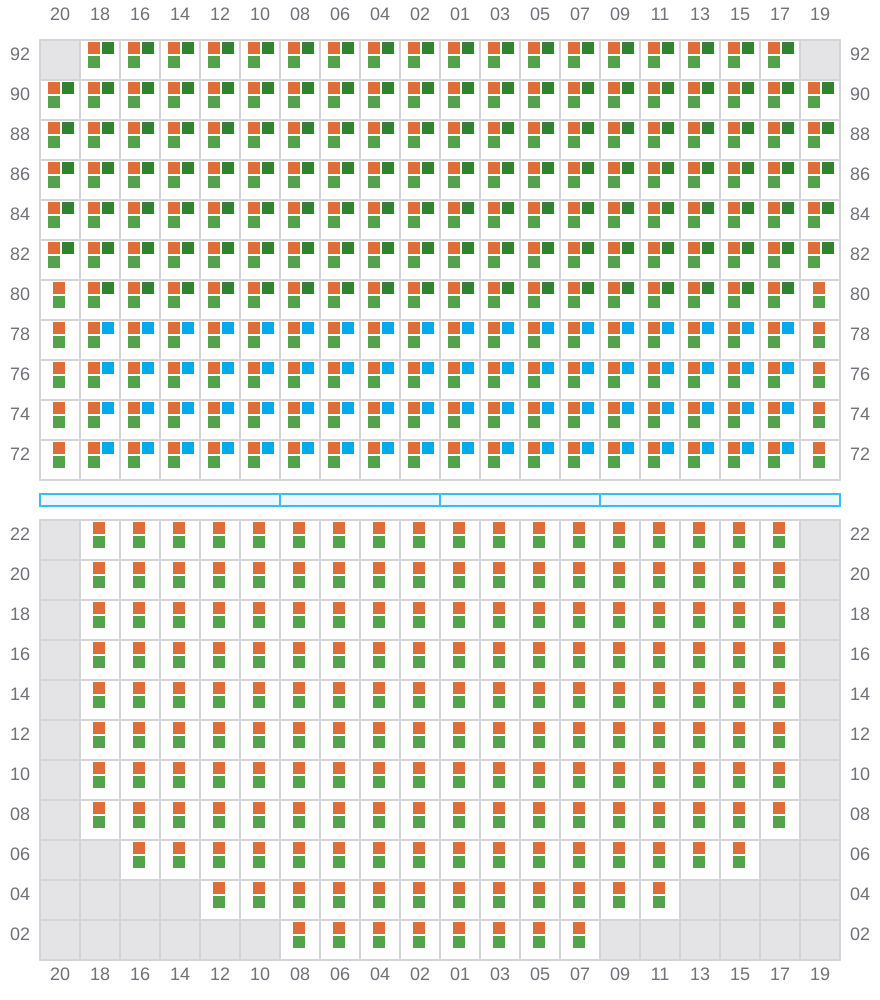 Bay 073 view and slots of APL MERLION