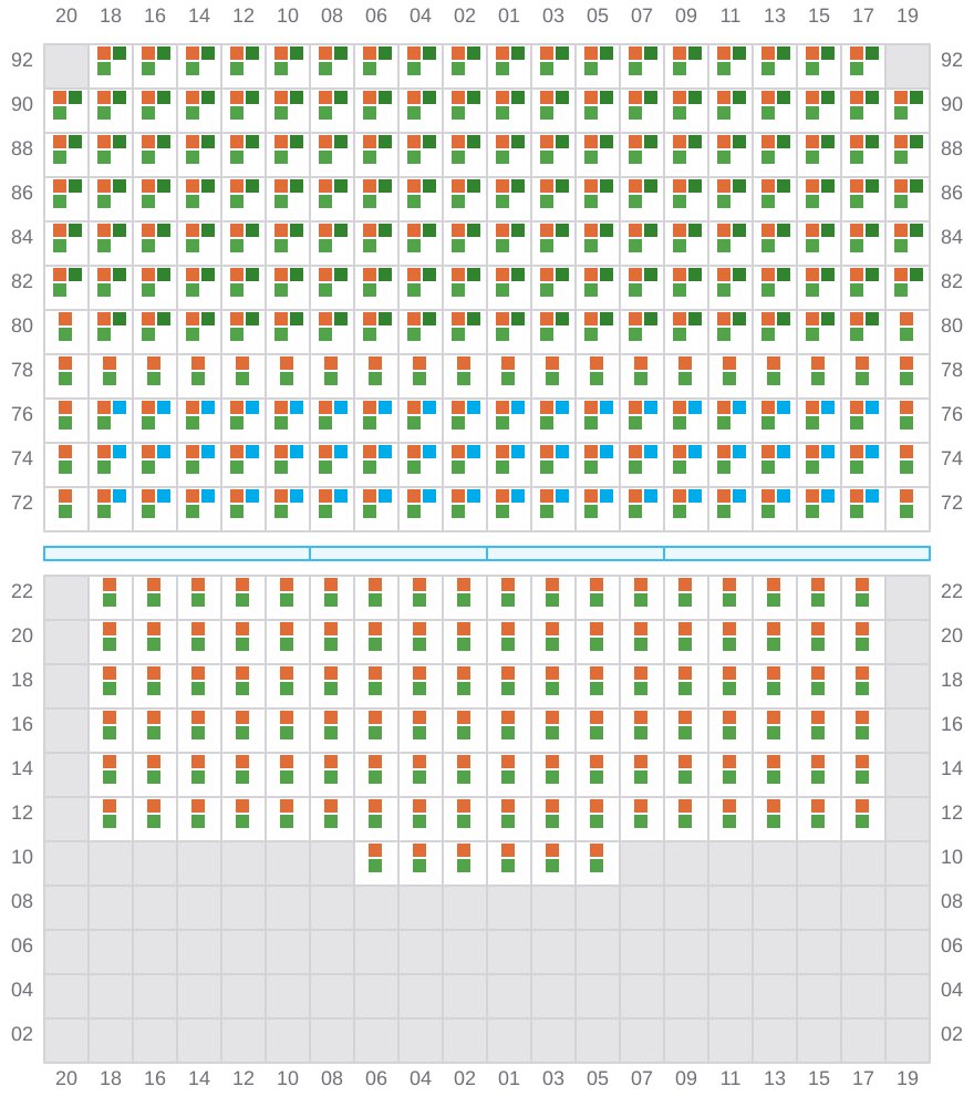 Bay 085 view and slots of APL MERLION