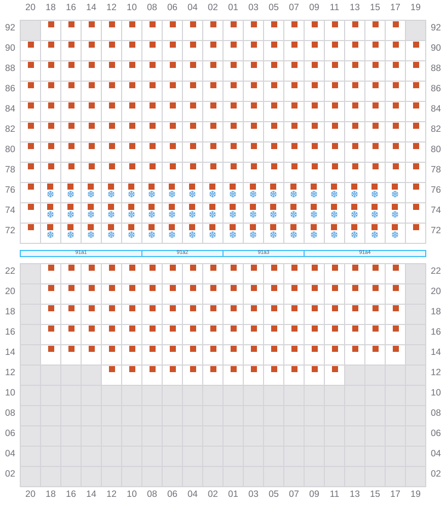 Bay 091 view and slots of APL MERLION
