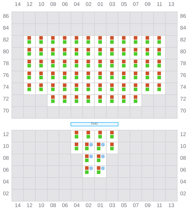 Bay 003 view and slots of CMA CGM FORT FLEUR D'EPEE