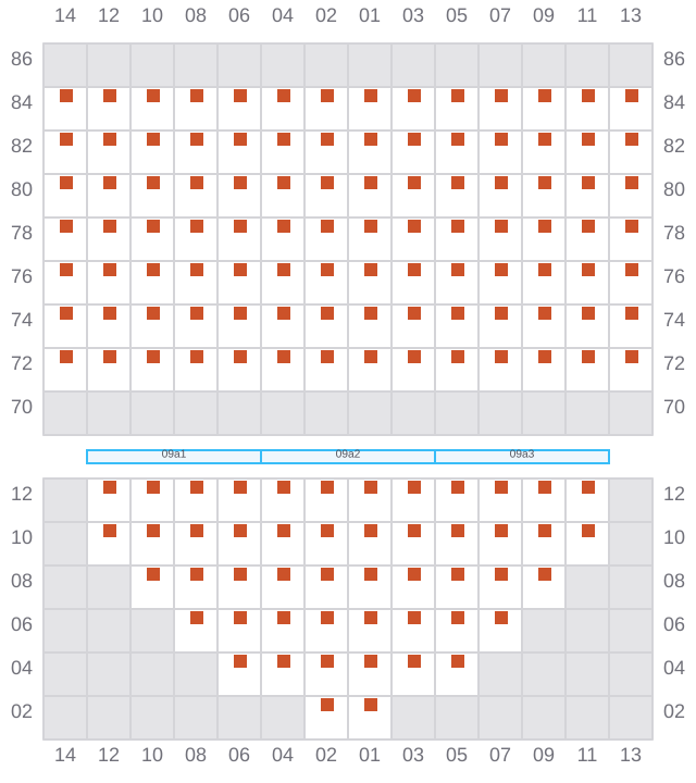 Bay 009 view and slots of CMA CGM FORT FLEUR D'EPEE