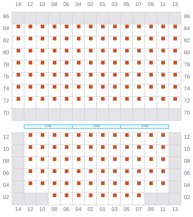 Bay 017 view and slots of CMA CGM FORT FLEUR D'EPEE