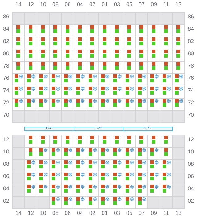 Bay 019 view and slots of CMA CGM FORT FLEUR D'EPEE