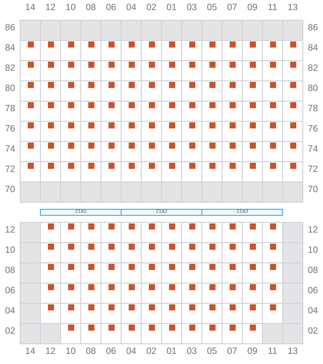 Bay 021 view and slots of CMA CGM FORT FLEUR D'EPEE