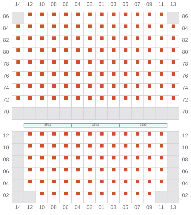 Bay 025 view and slots of CMA CGM FORT FLEUR D'EPEE