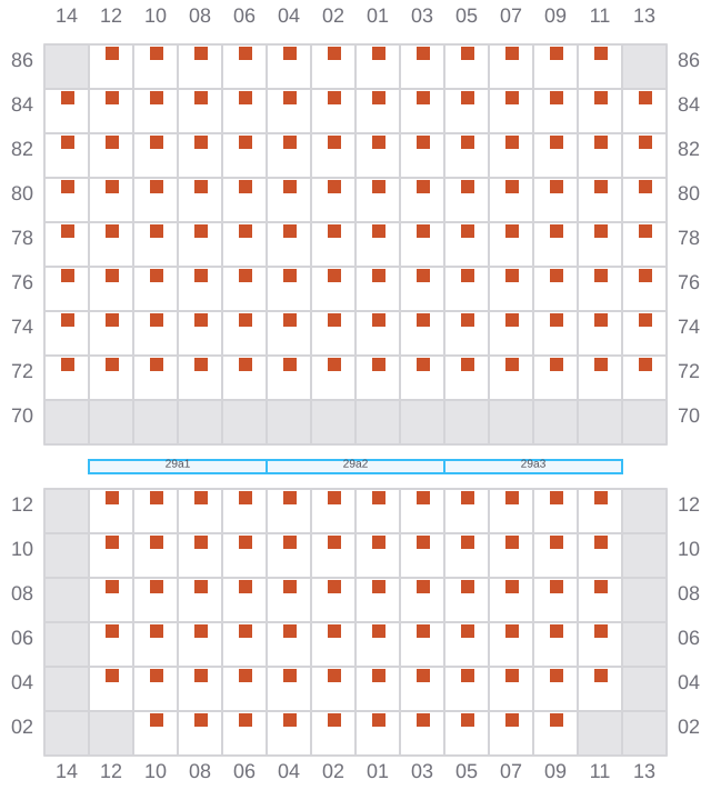 Bay 029 view and slots of CMA CGM FORT FLEUR D'EPEE