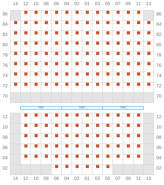 Bay 033 view and slots of CMA CGM FORT FLEUR D'EPEE