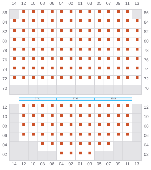 Bay 037 view and slots of CMA CGM FORT FLEUR D'EPEE