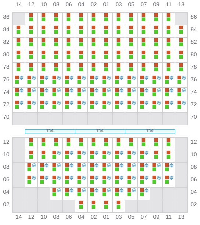 Bay 039 view and slots of CMA CGM FORT FLEUR D'EPEE