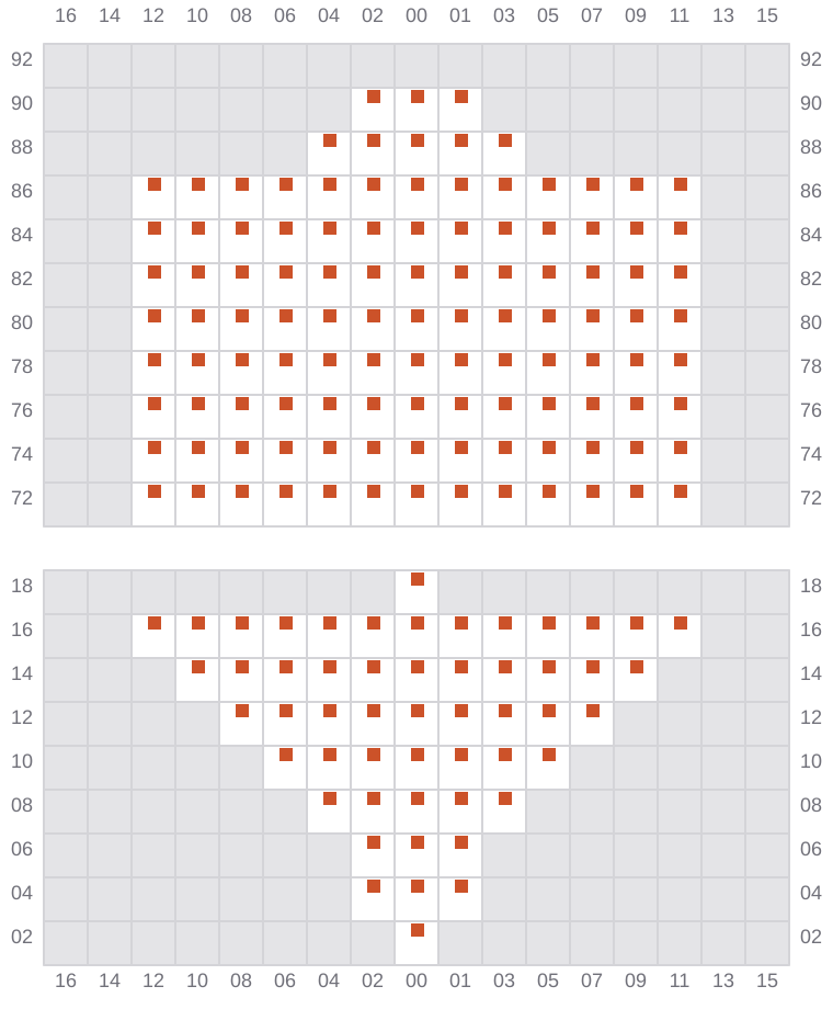 Bay 011 view and slots of GEORG MAERSK