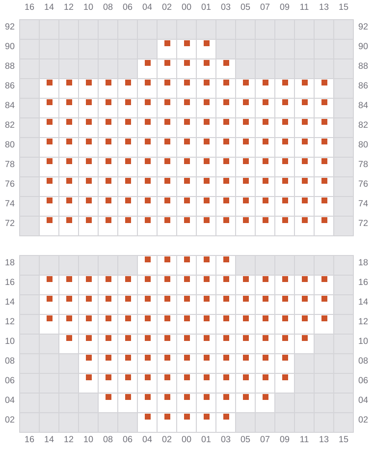 Bay 023 view and slots of GEORG MAERSK
