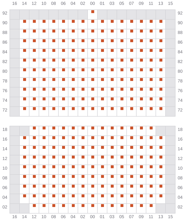 Bay 039 view and slots of GEORG MAERSK