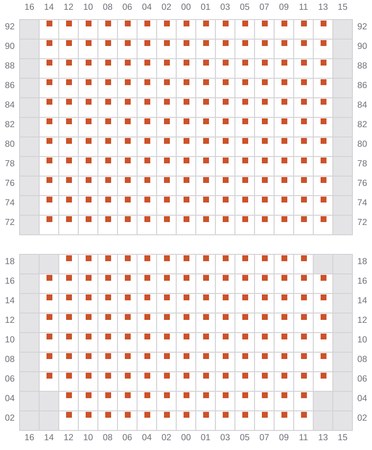 Bay 059 view and slots of GEORG MAERSK