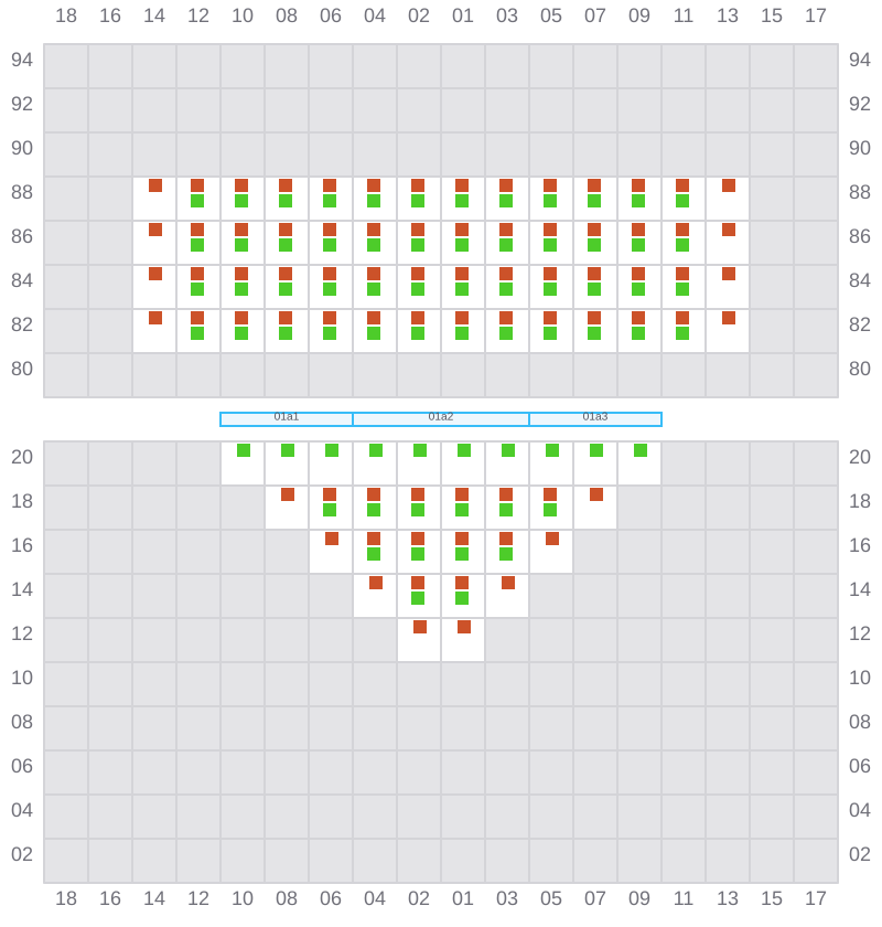 Bay 003 view and slots of CSCL ZEEBRUGGE