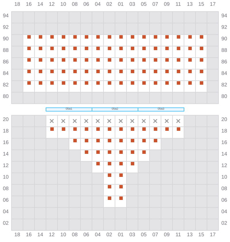 Bay 005 view and slots of CSCL ZEEBRUGGE