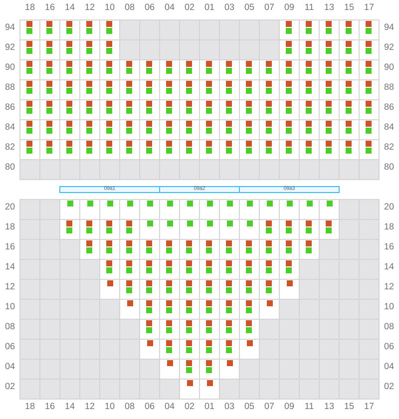 Bay 011 view and slots of CSCL ZEEBRUGGE