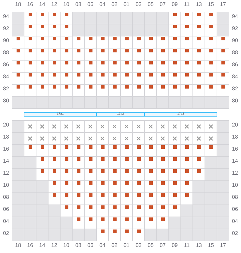 Bay 017 view and slots of CSCL ZEEBRUGGE