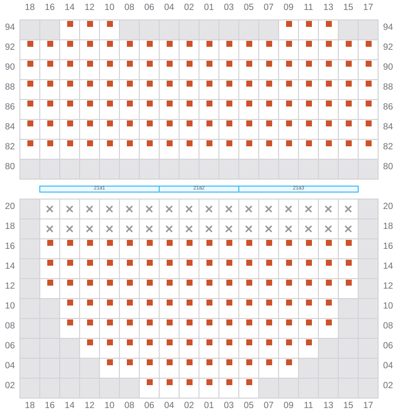Bay 021 view and slots of CSCL ZEEBRUGGE