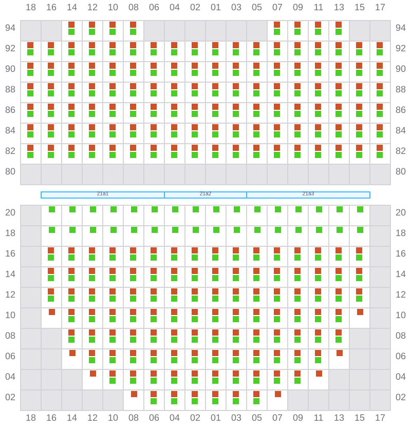 Bay 023 view and slots of CSCL ZEEBRUGGE